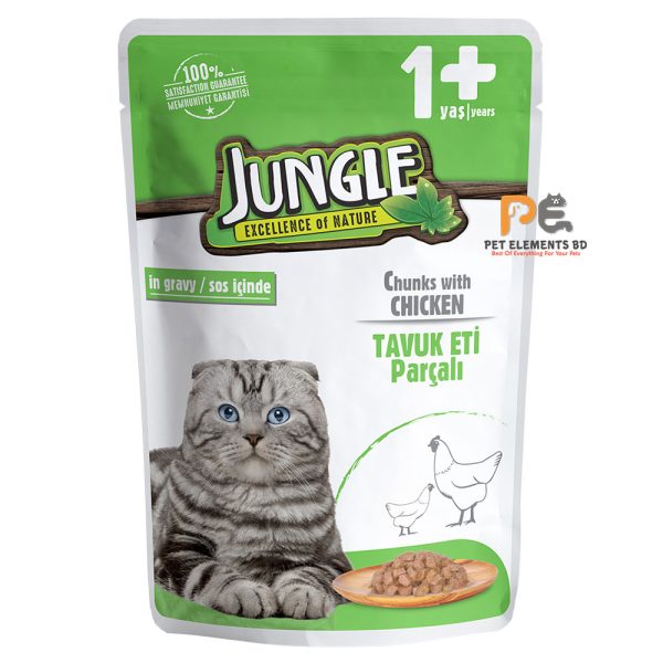 Jungle Pouch Adult Wet Cat Food Chicken In Gravy 100g
