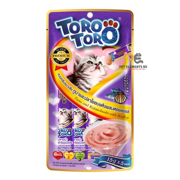 Toro Toro Lickable Cat Treat Tuna & Katsuobushi With Scallop 5 x 15g