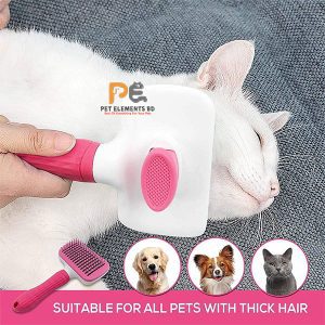 Pet Hair Remover Grooming Comb Rectangle Shape Self Cleaning Slicker Brush For Cats & Dogs