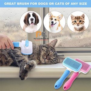 Pet Hair Remover Grooming Comb Rectangle Shape Self Cleaning Slicker Brush For Cats & Dogs 03