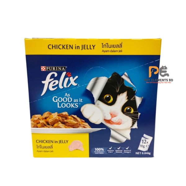 Purina Felix Pouch Adult Cat Food Chicken In Jelly 12x70g