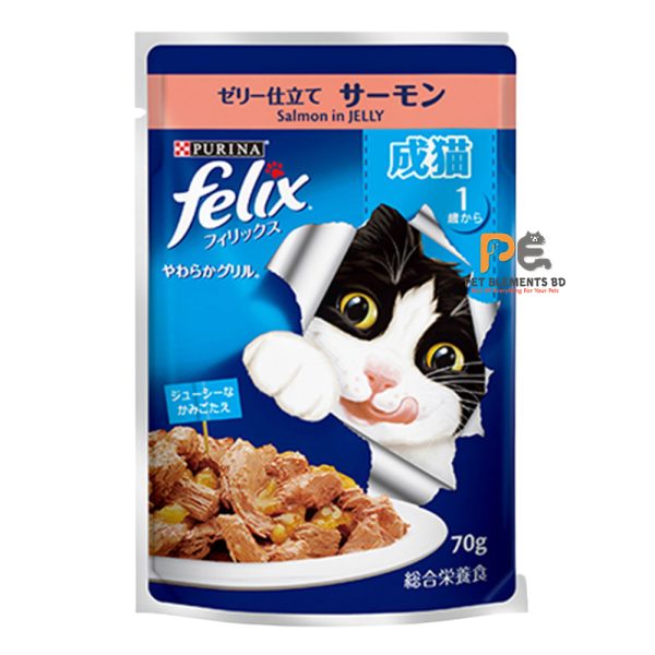 Purina Felix Pouch Adult Cat Food Salmon In Jelly 70g