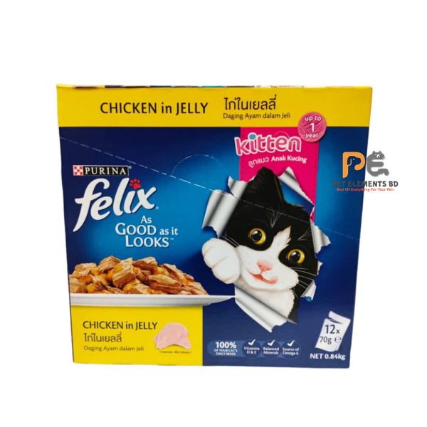Purina Felix Pouch Kitten Wet Food Chicken In Jelly 12x70g