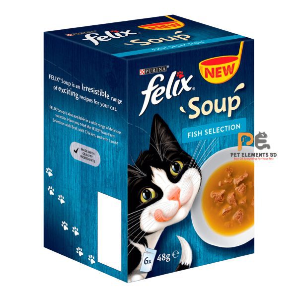 Purina Felix Soup Fish Selection Wet Cat Food 6 x 48g
