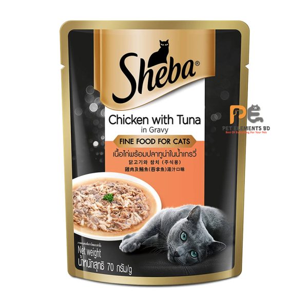 Sheba Pouch Wet Cat Food Chicken With Tuna In Gravy 70g