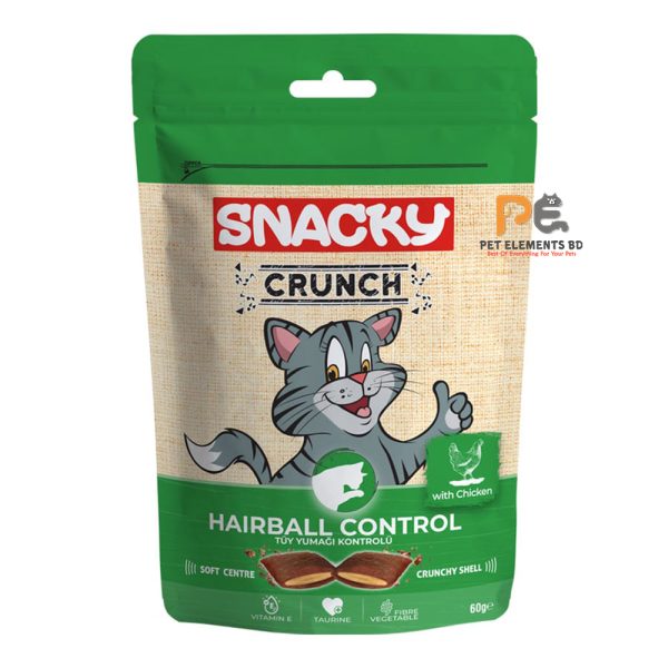 Snacky Crunch Dry Cat Treat For Hairball Control With Chicken 60g