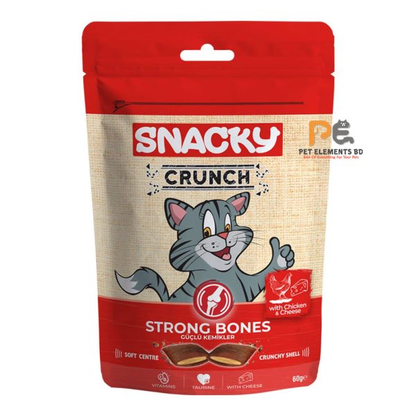 Snacky Crunch Dry Cat Treat For Strong Bones With Chicken & Cheese 60g