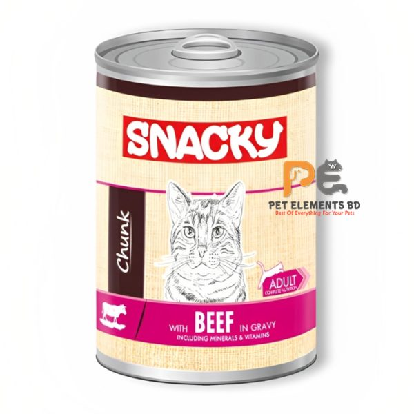 Snacky No Grain Can Adult Wet Cat Food Beef In Gravy 400g