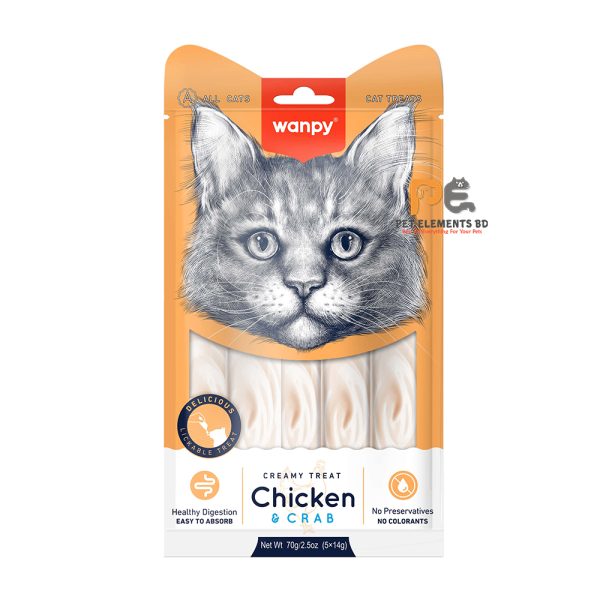Wanpy Creamy Cat Treats With Chicken & Crab 70g