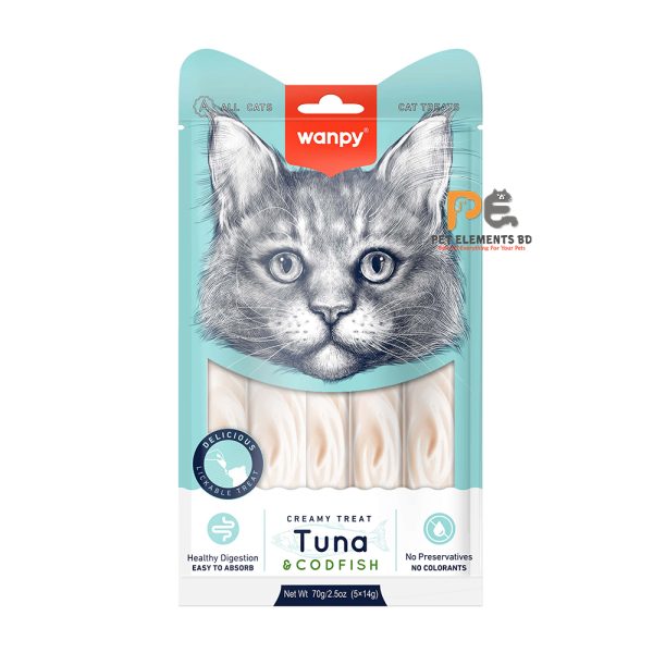 Wanpy Creamy Cat Treats With Tuna & Cod Fish 70g