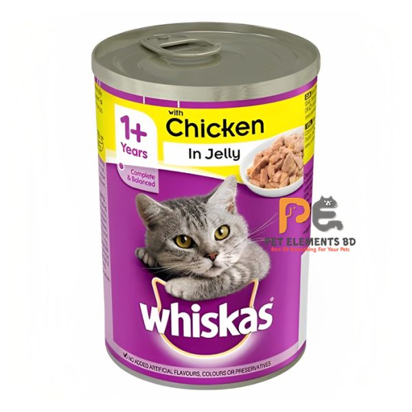 Whiskas UK Can Adult Wet Cat Food Chicken In Jelly 390g