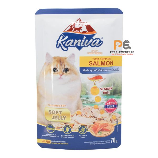 Kaniva Cat Pouch Tuna Topping Salmon In Jelly For Adult & Kitten 70g