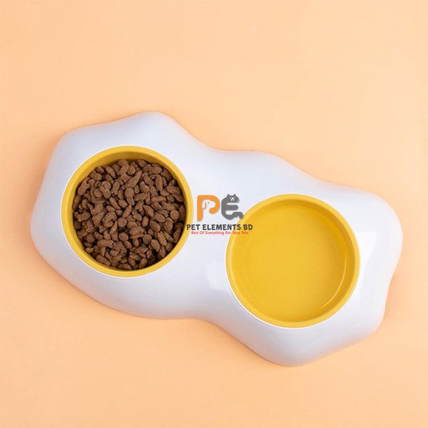 Pet Egg Yolk Shape Double Feeding Bowl For Cats