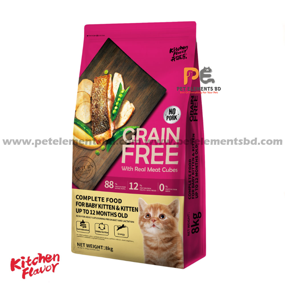 Kitchen Flavor Grain Free Cat Food With Real Meat Cubes For Baby Kitten Kitten 1.5kg Pet Elements BD