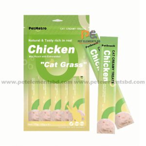 PetMetro Creamy Cat Treats Chicken & Cat Grass 15g x 5 Sticks