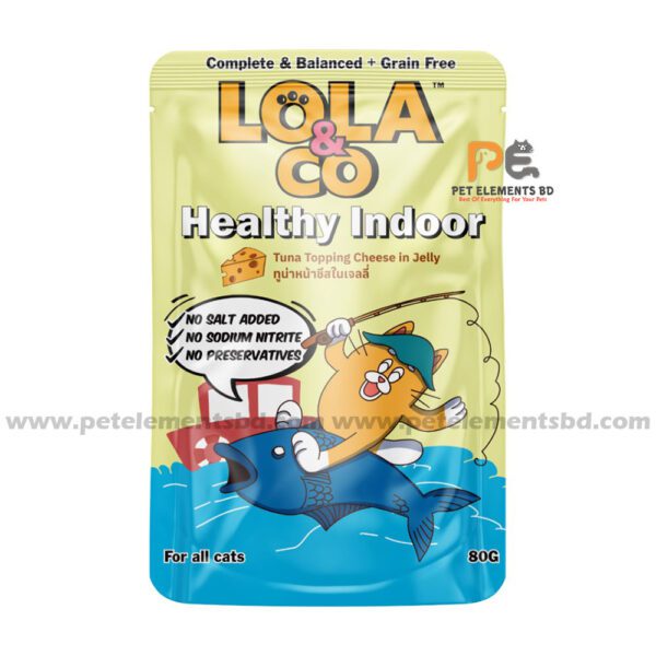 Lola & Co Healthy Indoor Pouch Tuna Topping Cheese In Jelly For All Cats 80gm