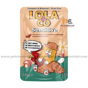 Lola & Co Sensitive Pouch Tuna & Chicken Topping Chicken Liver In Jelly For All Cats 80gm