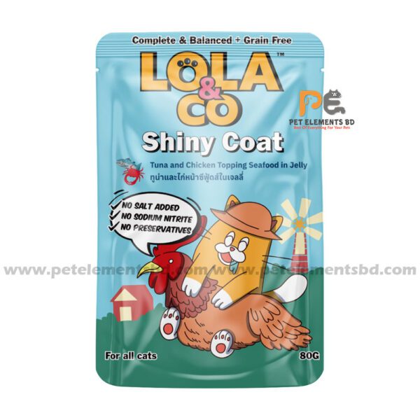 Lola & Co Shiny Coat Pouch Tuna & Chicken Topping Seafood In Jelly For All Cats 80gm