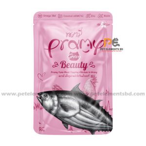 Pramy Beauty Cat Pouch Tuna Meat Topping Chicken In Gravy 70gm