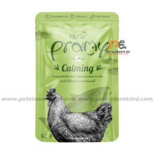 Pramy Calming Cat Pouch Chicken Meat Topping Salmon In Jelly 70gm