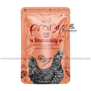 Pramy Immunity Cat Pouch Chicken Meat Topping Pumpkin & Carrot In Gravy 70gm